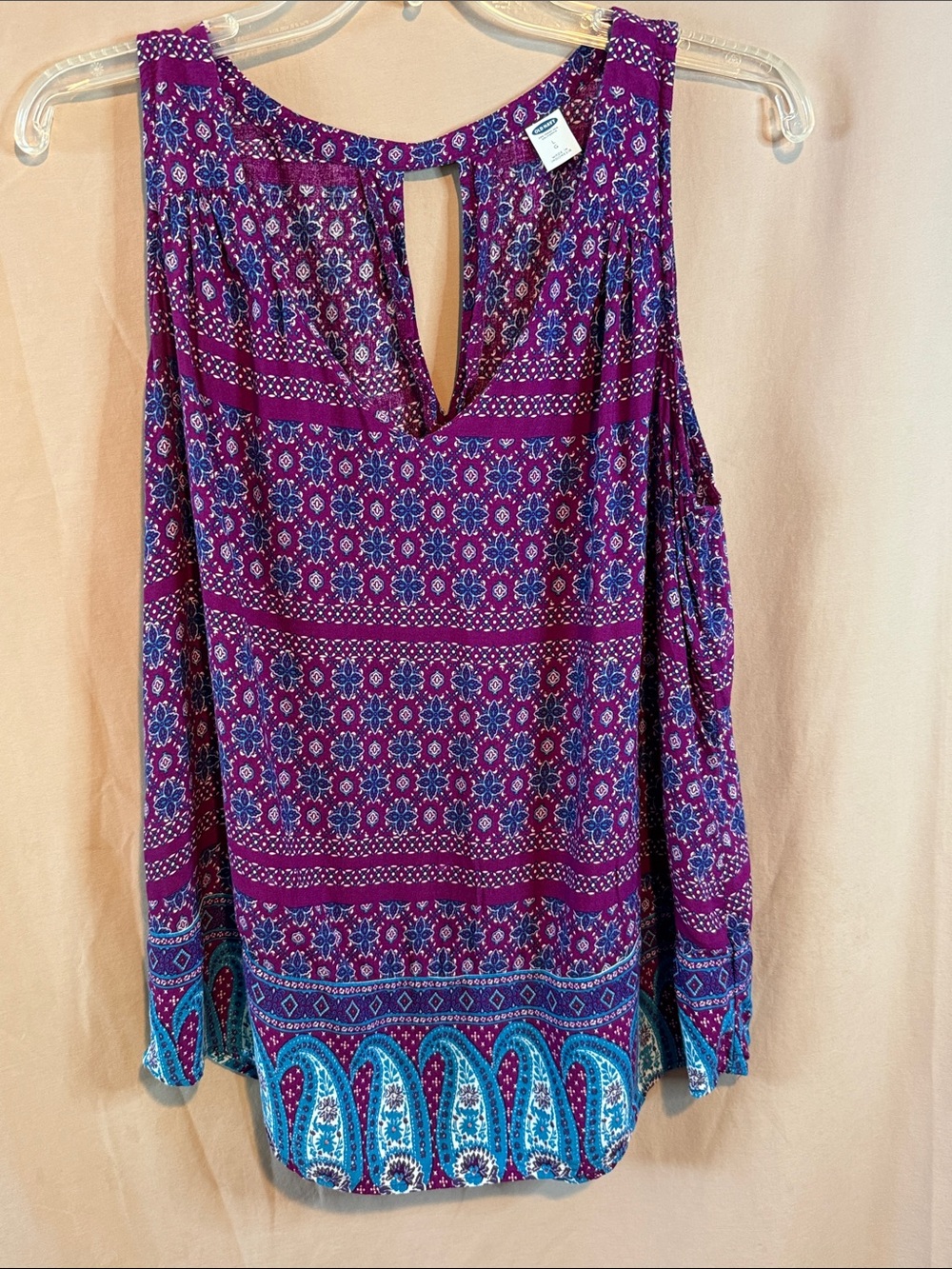 Old Navy Purple and Blue Sleeveless Keyhole Tank Top